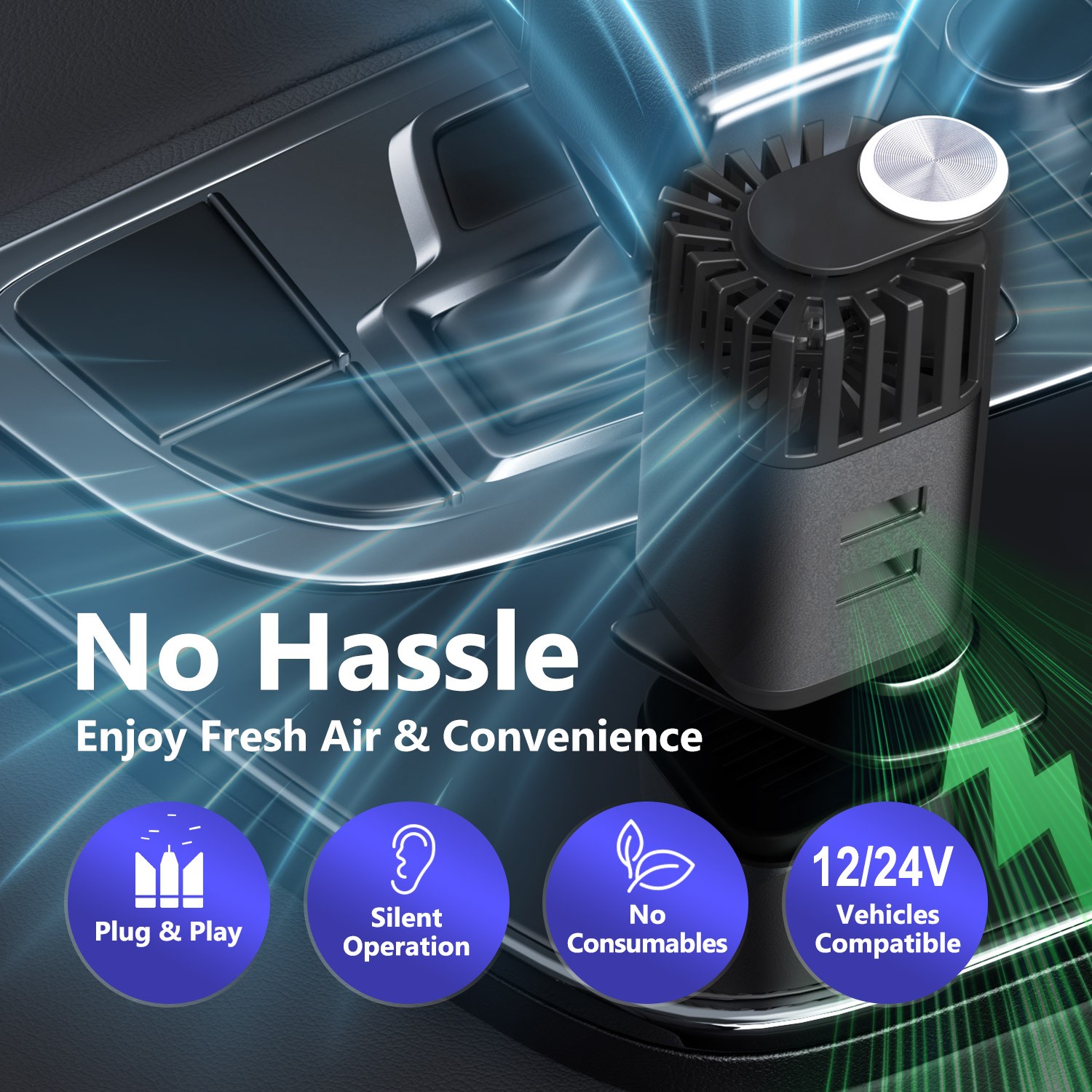 mini air purifier car charger for car lighter