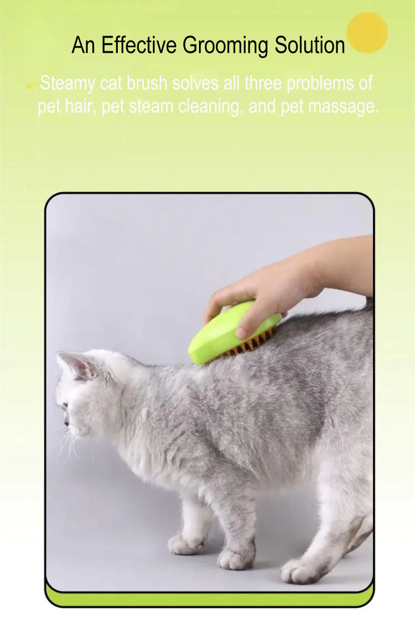 Steamy Cat Brush, Cat Steam Brush, 3 In1 Cat Steamy Brush, Steam Cat Brush,  Self Cleaning Steam Cat Brush (Green*2)